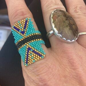 Gorgeous hand beaded ring from bali size 8/9